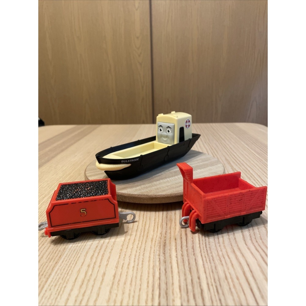 Thomas Friends TrackMaster Bulstrode Boat Coal Wagon Red Cargo Car Lot of 3
